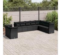 WDGJJFECNMUEHI Résine tressée imperméable Ensemble 10 pièces Noir | Salon de jardin 10 pieces avec coussins noir resine t tressee ensemble modulaire lavable pour exterieur terrasse patio