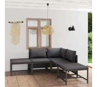 WDGJJFECNMUEHI Résine tressée Lavable Pouf Convertible Gris | Salon de jardin 6 pieces resine tressee gris avec coussins anthracite canape modulaire exterieur ensemble lounge