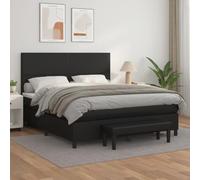 WDGJJFECNMUEHI Similicuir réglable sommier literie 180x200 cm Noir | Sommier à lattes avec matelas ressorts ensachés et surmatelas Noir 180x200 cm Similicuir banc inclus
