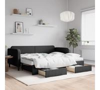 WDGJJFECNMUEHI Tissu 2 en 1 lit de Repos gigogne Noir 90x200 cm | Lit de jour avec gigogne et tiroirs noir 90x200 cm tissu canapé-lit 2 en 1 rangement salon chambre