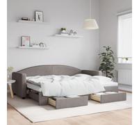 WDGJJFECNMUEHI Tissu Durable 2en1 gigogne tiroirs Taupe 80x200cm | Lit de jour avec gigogne et tiroirs taupe 80x200cm canapé lit 2 en 1 rangement bois tissu
