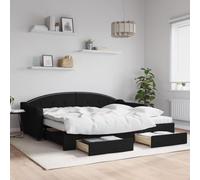 WDGJJFECNMUEHI Tissu Durable 2en1 lit gigogne tiroirs Noir 90x200cm | Lit de jour avec gigogne et tiroirs canapé-lit noir 90x200 cm sans matelas rangement salon chambre