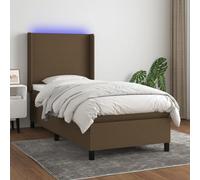WDGJJFECNMUEHI Tissu Durable LED réglable Tissu Brun 80x200cm | Sommier tapissier lit matelas LED Marron foncé 80x200cm Tissu avec tête réglable et bande lumineuse couleur