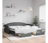WDGJJFECNMUEHI Tissu Durable lit gigogne 2 en 1 Gris 100x200 cm | Lit de jour gigogne tiroirs 100x200 cm canapé lit rangement gris foncé sans matelas bois métal