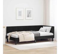 WDGJJFECNMUEHI Tissu Haut de Gamme Angle Transformable Noir 90x190 cm | Cadre de lit d'angle Noir 90x190 cm Velours Canapé convertible avec tête de lit réversible et sommier à lattes pour petit