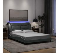 WDGJJFECNMUEHI Tissu LED Respirant Gris Clair 140x190 cm | Cadre de lit avec LED Hvar gris clair 140x190 cm tissu tête de lit rembourré soutien lombaire