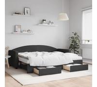 WDGJJFECNMUEHI Tissu Matelas 2 en 1 Salon lit gigogne Noir 80x200 cm | Lit de jour avec gigogne et tiroirs noir 80x200 cm tissu canapé lit 2 en 1 rangement salon chambre