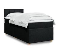 WDGJJFECNMUEHI Tissu Polyester Ressorts ensachés sommier lit Noir 90x200 cm | Sommier à lattes lit avec matelas 90x200 cm, ensemble complet tissu noir à LED, surmatelas mousse ressorts ensachés
