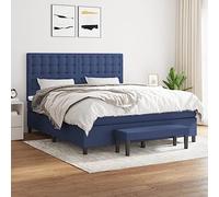 WDGJJFECNMUEHI Tissu réglable Ressorts ensachés 160x200 cm Bleu | Lit Sommier à lattes avec matelas Bleu 160x200 cm Tissu ensemble complet réglable