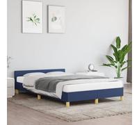 WDGJJFECNMUEHI Tissu Respirant avec tête de lit 120x190 cm Bleu | Cadre de lit sans matelas bleu 120x190 cm tissu avec tête de lit, sommier à lattes renforcé, robuste et silencieux pour
