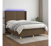 WDGJJFECNMUEHI Tissu Respirant LED colorée Tête réglable Brun 140x190cm | Sommier tapissier avec matelas ressorts ensachés LED 140x190 cm Marron foncé