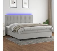 WDGJJFECNMUEHI Tissu Respirant LED intégré Tête réglable Gris 200x200 cm | Sommier tapissier avec matelas ressorts ensachés LED Gris clair 200x200 cm réglable
