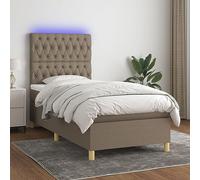 WDGJJFECNMUEHI Tissu Respirant réglable LED Taupe 90x190 cm | Sommier tapissier lit matelas LED Taupe 90x190 cm Tissu literie avec tête réglable