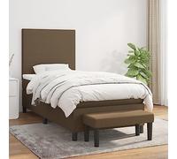WDGJJFECNMUEHI Tissu Respirant Tête de lit réglable Brun 90x190 cm | Sommier à lattes avec matelas à ressorts ensachés et surmatelas Marron foncé 90x190 cm