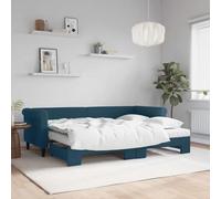 WDGJJFECNMUEHI Velours 2 en 1 avec lit gigogne canapé lit Bleu 80x200 cm | Lit de jour avec gigogne et matelas bleu 80x200 cm velours canapé lit invité