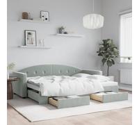 WDGJJFECNMUEHI Velours 2 en 1 avec lit gigogne Gris 80x200 cm | Lit de jour gigogne tiroirs 80x200 cm canape lit convertible velours gris clair sans matelas