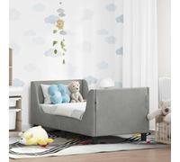 WDGJJFECNMUEHI Velours côtelé avec rangements Gris Clair 70 x 140 cm | Cadre de lit pour tout-petit avec tête de Gris clair lit bébé enfant bois solide sommier inclus chambre chambre moderne