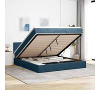 WDGJJFECNMUEHI Velours Doux avec Rangement Bleu 160x200 cm | Cadre de lit ottoman bleu fonce avec matelas ressorts ensaches 160x200 cm velours et surmatelas, literie complet avec