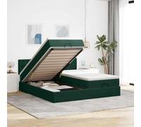 WDGJJFECNMUEHI Velours Doux avec Rangement intégré 200x200 cm Vert | Cadre de lit ottoman avec matelas vert foncé 200x200 cm velours, coffre hydraulique 2×200 avec tête de rangement sous lit,