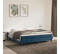 WDGJJFECNMUEHI Velours Doux Ressorts ensachés Bleu 180x200cm | Sommier à lattes et matelas Velours bleu foncé 180x200cm avec surmatelas, literie complète confortable