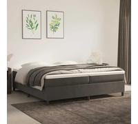 WDGJJFECNMUEHI Velours Doux Ressorts ensachés Lit à sommier Gris 200x200cm | Sommier à lattes et matelas Velours Gris foncé 200x200cm Lit avec surmatelas mousse