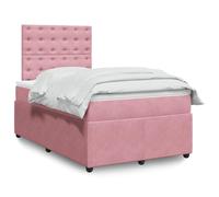 WDGJJFECNMUEHI Velours Doux Ressorts ensachés Lit Coffre 120x190 cm Rose | Sommier a lattes avec matelas rose 120x190 velours lit LED reglable confortable literie moderne complet