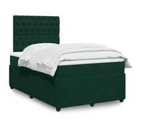 WDGJJFECNMUEHI Velours Doux Ressorts ensachés Sommier 120x200cm Vert | Lit 120x200cm avec Matelas Ressorts Ensachés, Sommier à Lattes Velours Vert Foncé avec Tête de Lit Réglable et LED USB