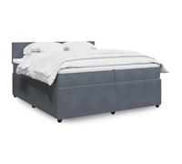 WDGJJFECNMUEHI Velours ensaché lit Matelas Gris 200x200cm | Sommier lattes lit matelas velours gris foncé 200x200cm avec tête de lit et surmatelas mousse ressorts ensachés confortable