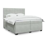 WDGJJFECNMUEHI Velours Ressorts ensachés Lit avec sommier Gris 200x200cm | Sommier lattes lit matelas gris clair 200x200cm velours avec tête réglable surmatelas confortable ressorts ensachés