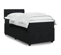 WDGJJFECNMUEHI Velours Ressorts ensachés Lit Plateforme 90x190 cm Noir | Lit avec sommier à lattes et matelas à ressorts ensachés Noir 90x190 cm Velours Confortable