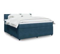WDGJJFECNMUEHI Velours Ressorts ensachés Lit sommier 180x200 cm Bleu | Sommier à lattes velours bleu 180x200 cm avec matelas à ressorts ensachés et surmatelas mousse