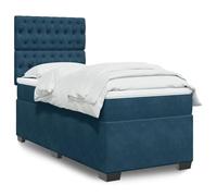 WDGJJFECNMUEHI Velours Ressorts ensachés sommier Matelas 80x200 cm Bleu | Sommier a lattes avec matelas bleu velours 80x200 cm lit cadre tete reglable ressorts ensaches