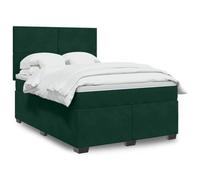 WDGJJFECNMUEHI Velours Ressorts ensachés Sommier Matelas Vert 160x200cm | Sommier à Lattes avec Tête de Lit Réglable, Matelas à Ressorts Ensacés et Surmatelas Velours Vert Foncé 160x200cm, Lumière
