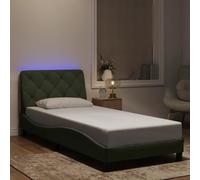 WDGJJFECNMUEHI Velours tête rembourrée LED lit 90x200 cm Gris | Cadre de lit avec LED velours gris clair 90x200 cm sans matelas literie design lit moderne