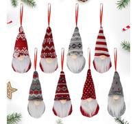 WDJLNZB GNOME Noel, 8 Pièces Lutin de Noel Peluche 16 x 6 cm, Suédois de Noël Père Noël GNOME Poupée de Noël sans Visage, Décoration de Table Arbre de Noël Décoration Suspendue