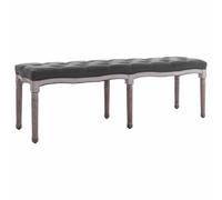 WDSAYREH Banc en bois massif et lin - 150 x 40 x 48 cm - Gris foncé | ker Charme, pieds de colonne cannelés, forme droite, montage facile, rembourrage confortable