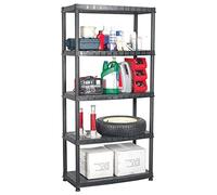 WDSAYREH Étagère de rangement à 5 niveaux en plastique Noir 85 x 40 x 185 | Polyvalente comme bibliothèque, étagère décorative, étagère pour plantes, robuste et facile à nettoyer, design compact