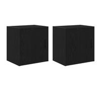 WDSAYREH Lot de 2 armoires murales de garage en bois noir | Résistant à l'humidité, facile d'entretien, beaucoup d'espace de rangement, idéal pour le garage, la cave