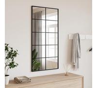 WDSAYREH Miroir mural rectangulaire 50 x 100 cm avec cadre en fer noir, montage vertical ou horizontal, pour chambre à coucher, salle de bain, couloir et salon, résistant à la rouille avec transparent