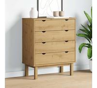 WDSAYREH OTTA Commode à tiroirs en bois de pin massif 76,5 x 39,5 x 90 cm, commode avec 4 tiroirs, style scandinave, plateau supérieur stable, support mural inclus