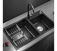 WDSOPK Évier de cuisine à double bol en acier inoxydable de qualité commerciale, multifonctionnel, revêtement nano-enduit, facile à nettoyer, sans taches d'huile, idéal pour la cuisine, le restaurant