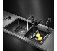 WDSOPK Évier de cuisine à double cuve en acier inoxydable de qualité commerciale avec revêtement nano-enduit facile à nettoyer, sans taches d'huile, idéal pour la cuisine, le restaurant, le garage