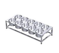 WDSOPK Station de garniture universelle pour table de grill, récipient d'assaisonnement alimentaire en acier inoxydable, accessoires de four à pizza, plateau de service pour cuisines (argent a)
