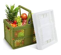 WDZGX Cagette Plastique Pliable Caisse Panier Rangement Pliante Boîte 2PCS | 23x17x15cm avec Poignée Portable Seau Boîtes Pliantes Empilable pour Cuisine Chambre à Coucher Bureau Pique-Nique Camping