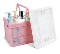 WDZGX Cagette Plastique Pliable Caisse Panier Rangement Pliante Boîte 2PCS | 23x17x15cm avec Poignée Portable Seau Boîtes Pliantes Empilable pour Cuisine Chambre à Coucher Bureau Pique-Nique Camping