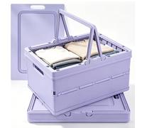WDZGX Cagette Plastique Pliable Caisse Panier Rangement Pliante Boîte 2PCS | 34,6x24,4x17cm avec Poignée Portable Seau Boîtes Pliantes Empilable pour Cuisine Chambre à Coucher Bureau Pique-Nique Camping