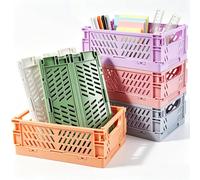 WDZGX Cagette Plastique Pliable Caisse Panier Rangement Pliante Boîte | 6PCS 15x9,8x5,7cm avec Poignée Portable Seau Boîtes Pliantes Empilable pour Cuisine Chambre à Coucher Bureau Pique-Nique