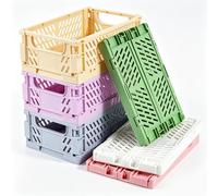 WDZGX Cagette Plastique Pliable Caisse Panier Rangement Pliante Boîte 6PCS | 6PCS 15x9,8x5,7cm avec Poignée Portable Seau Boîtes Pliantes Empilable pour Cuisine Chambre à Coucher Bureau Pique-Nique