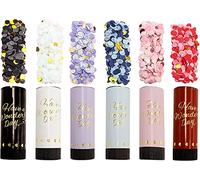 WDZGX Canon Confettis Canons à Confetti Mariage Lanceur de Biodegradables | 6Pcs Anniversaire Bombes Biodegradable Rose Biodégradable a Cannon Bleu Blanc Poppers Party Popper Tube Saint Valentin