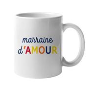 We Are Family, Mug Humoristique, Marraine d'amour Colorée Waf, Thème pour Marraine, Idée Cadeau Original Humour, Idée Cadeau Famille, Ami, Collègue, Anniversaire, en Céramique, 330 ML, Blanc
